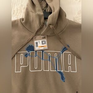 PUMA Tan Hoodie with Blue Graphic - New with Tags- Size S